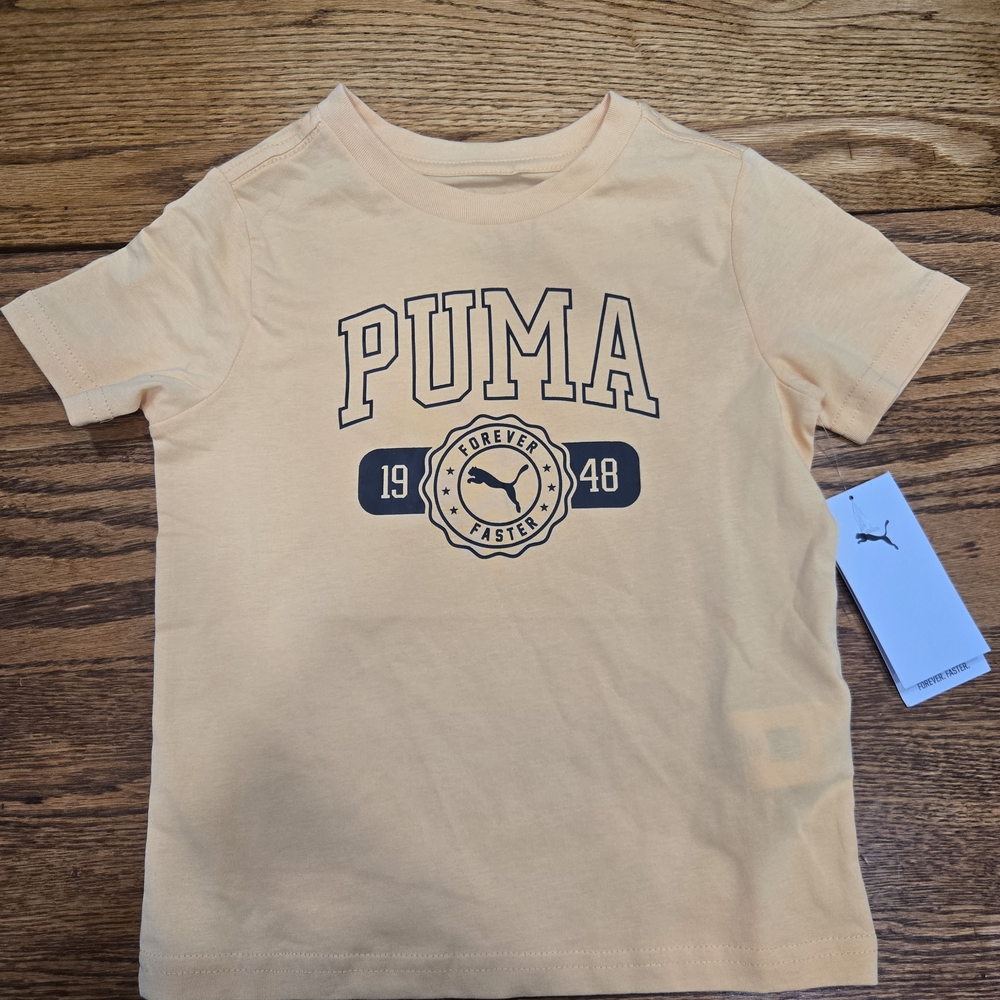 Boys PUMA Short Sleeve Shirt Size 4 Yellow/Orange New With Tags